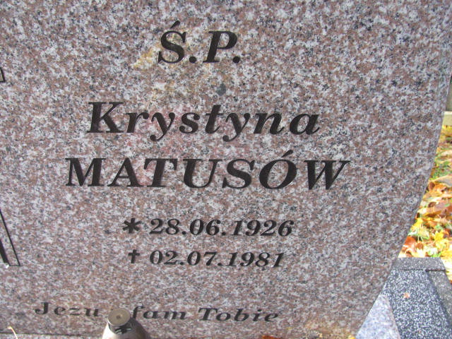 Krystyna MATUSÓW 1926 Słupsk - Grobonet - Wyszukiwarka osób pochowanych
