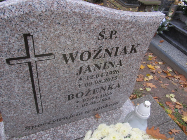 Bożena WOŹNIAK 1955 Słupsk - Grobonet - Wyszukiwarka osób pochowanych