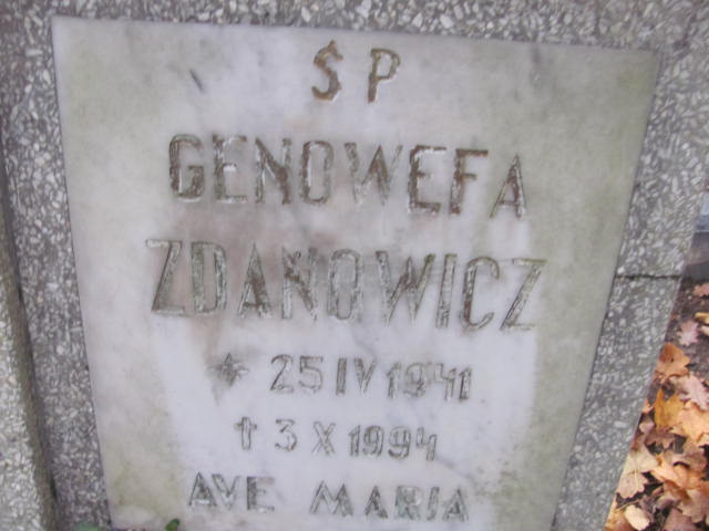 Genowefa ZDANOWICZ 1941 Słupsk - Grobonet - Wyszukiwarka osób pochowanych