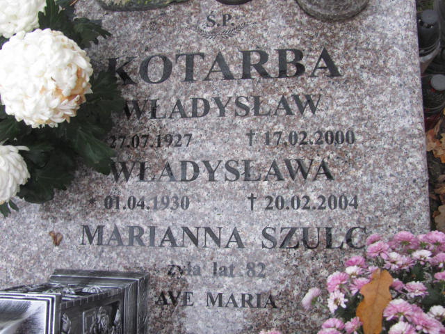 Władysława KOTARBA 1930 Słupsk - Grobonet - Wyszukiwarka osób pochowanych