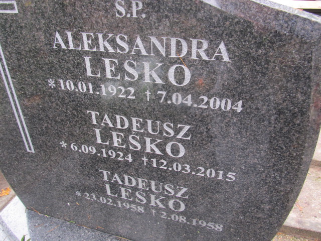 Tadeusz LEŚKO 1924 Słupsk - Grobonet - Wyszukiwarka osób pochowanych