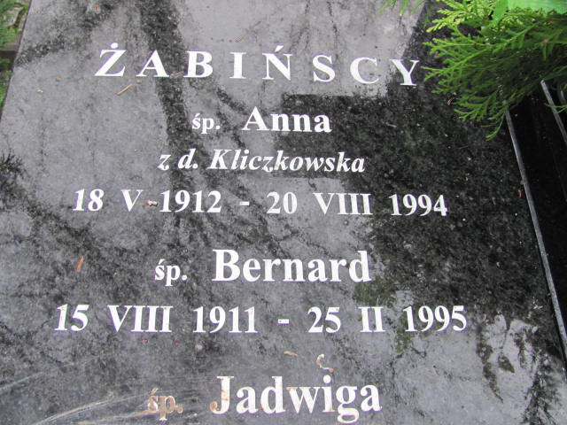 Anna ŻABIŃSKA 1912 Słupsk - Grobonet - Wyszukiwarka osób pochowanych