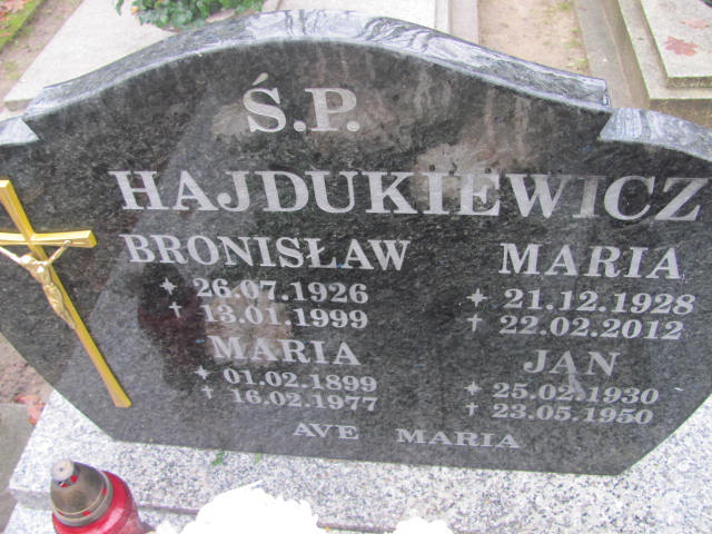 Maria HAJDUKIEWICZ 1928 Słupsk - Grobonet - Wyszukiwarka osób pochowanych