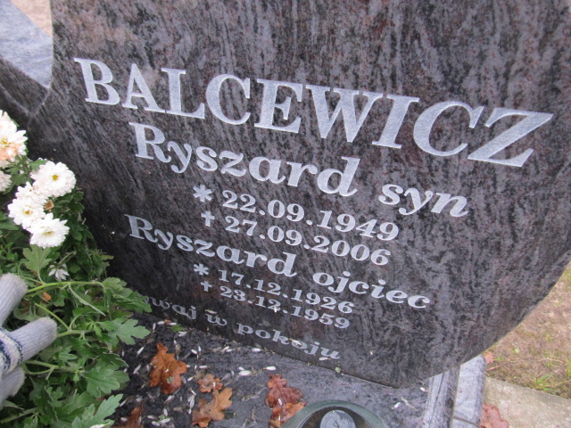 Ryszard BALCEWICZ 1926 Słupsk - Grobonet - Wyszukiwarka osób pochowanych