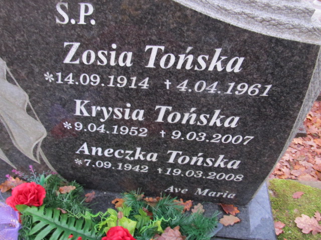 Zofia TOŃSKA 1914 Słupsk - Grobonet - Wyszukiwarka osób pochowanych