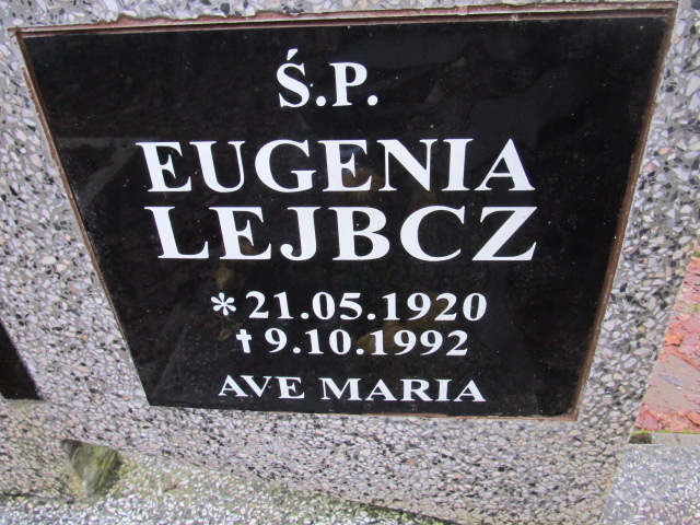 Eugenia Lejbcz 1920 Słupsk - Grobonet - Wyszukiwarka osób pochowanych