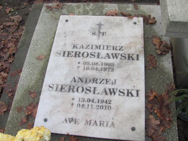 Andrzej SIEROSŁAWSKI 1942 Słupsk - Grobonet - Wyszukiwarka osób pochowanych