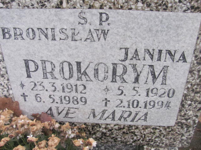 Janina Prokorym 1920 Słupsk - Grobonet - Wyszukiwarka osób pochowanych