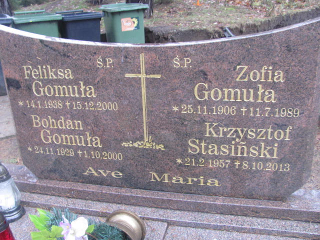 Feliksa GOMUŁA 1938 Słupsk - Grobonet - Wyszukiwarka osób pochowanych