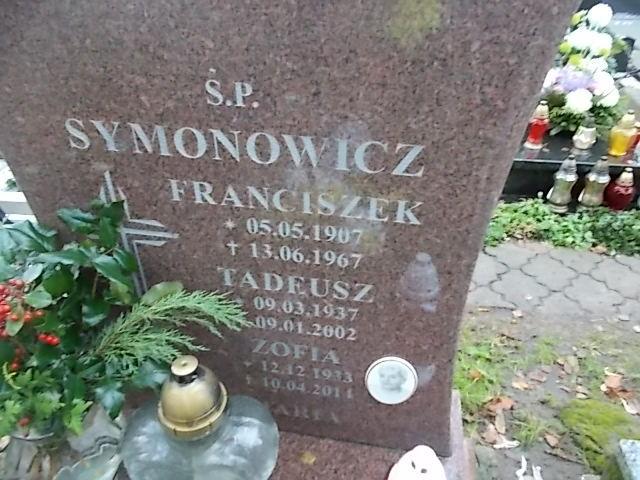 Franciszek SYMONOWICZ 1907 Słupsk - Grobonet - Wyszukiwarka osób pochowanych