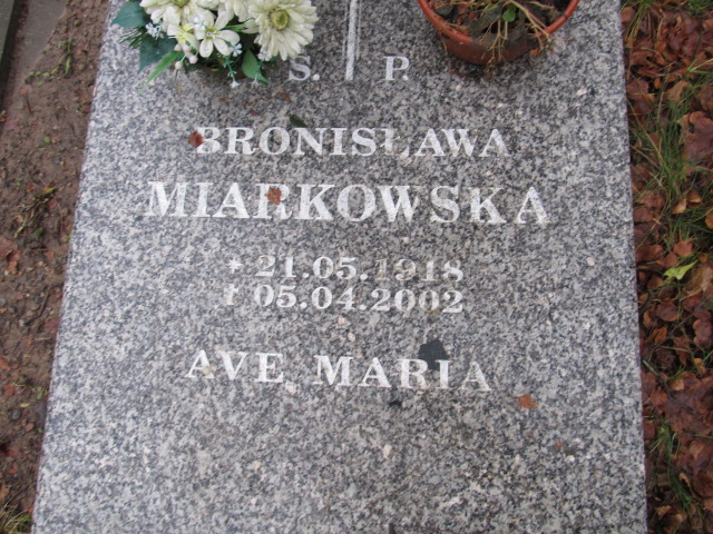 Bronisława MIARKOWSKA 1918 Słupsk - Grobonet - Wyszukiwarka osób pochowanych