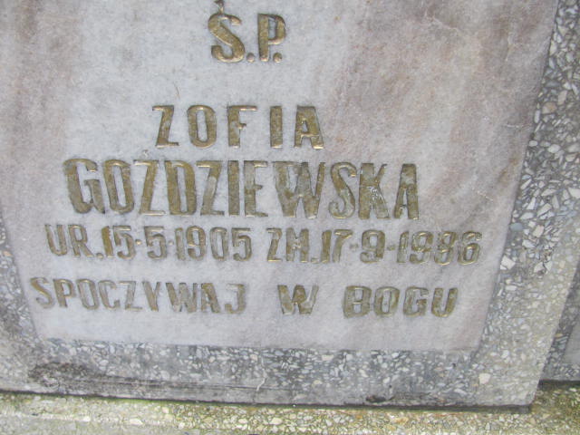 Zofia GOŹDZIEWSKA 1905 Słupsk - Grobonet - Wyszukiwarka osób pochowanych