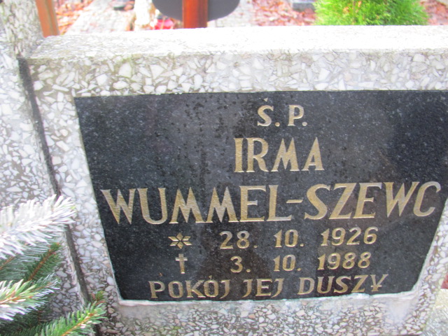 Irma WUMMEL-SZEWC 1926 Słupsk - Grobonet - Wyszukiwarka osób pochowanych