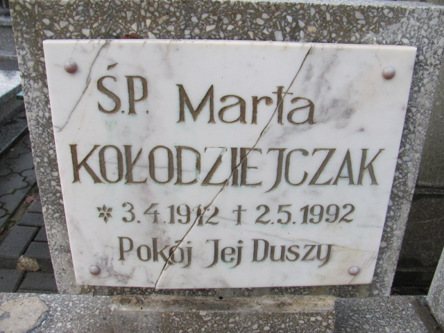 Marta KOŁODZIEJCZAK 1912 Słupsk - Grobonet - Wyszukiwarka osób pochowanych
