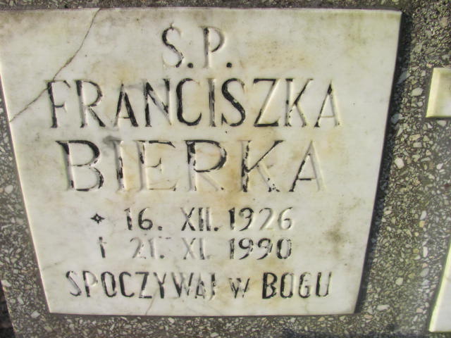 Franciszka BIERKA 1926 Słupsk - Grobonet - Wyszukiwarka osób pochowanych