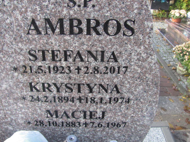 Stefania AMBROS 1923 Słupsk - Grobonet - Wyszukiwarka osób pochowanych