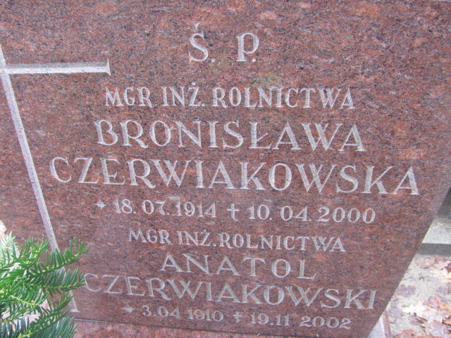 Anatol CZERWIAKOWSKI 1910 Słupsk - Grobonet - Wyszukiwarka osób pochowanych