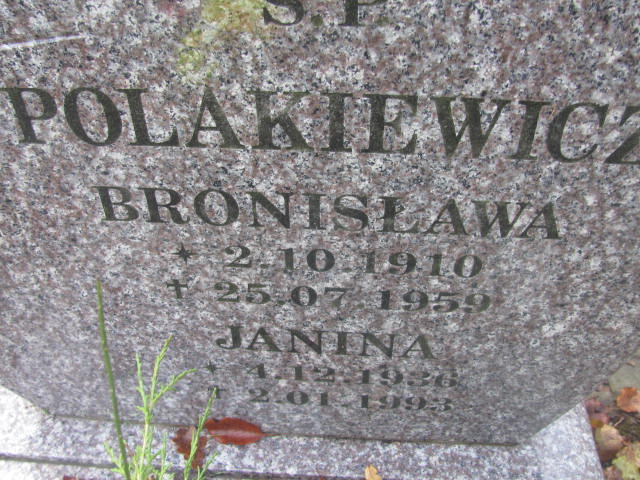 Bronisława POLAKIEWICZ 1910 Słupsk - Grobonet - Wyszukiwarka osób pochowanych