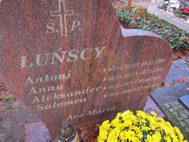 Anna ŁUŃSKA 1917 Słupsk - Grobonet - Wyszukiwarka osób pochowanych