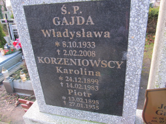 Piotr KORZENIOWSKI  1895 Słupsk - Grobonet - Wyszukiwarka osób pochowanych