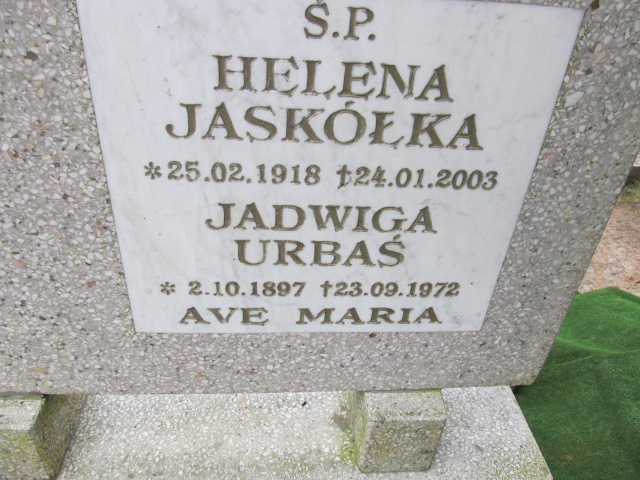 Jadwiga URBAŚ 1897 Słupsk - Grobonet - Wyszukiwarka osób pochowanych