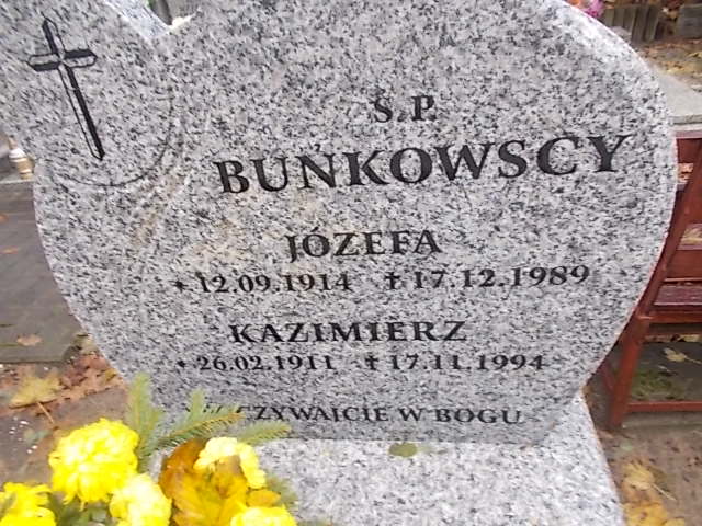 Józefa BUŃKOWSKA 1914 Słupsk - Grobonet - Wyszukiwarka osób pochowanych