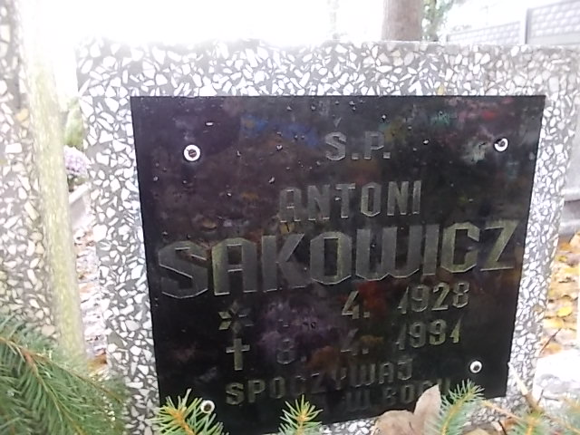 Antoni SAKOWICZ 1928 Słupsk - Grobonet - Wyszukiwarka osób pochowanych