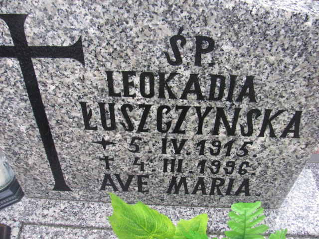 Leokadia ŁUSZCZYŃSKA 1915 Słupsk - Grobonet - Wyszukiwarka osób pochowanych