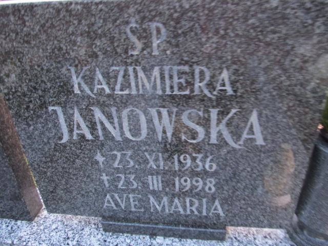 Kazimiera JANOWSKA 1936 Słupsk - Grobonet - Wyszukiwarka osób pochowanych