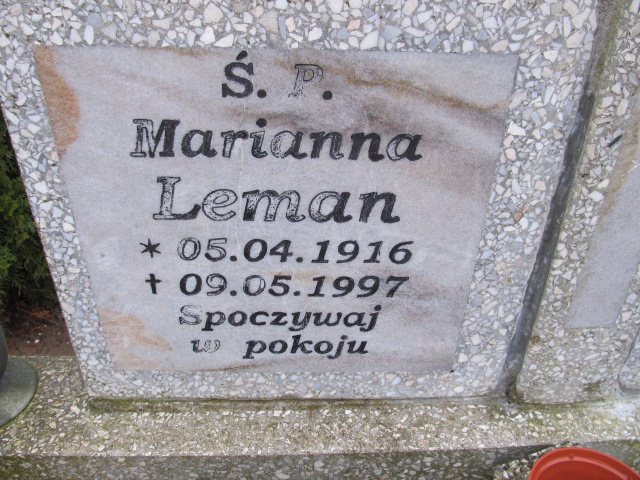 Marianna LEMAN 1916 Słupsk - Grobonet - Wyszukiwarka osób pochowanych