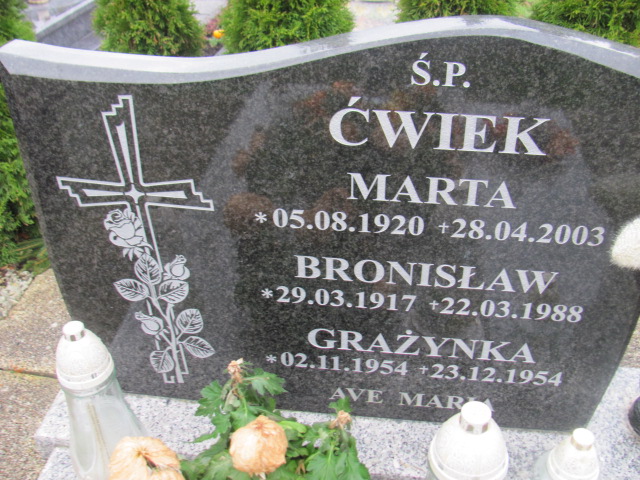 Marta ĆWIEK 1920 Słupsk - Grobonet - Wyszukiwarka osób pochowanych