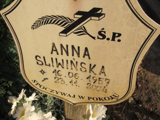 Anna ŚLIWIŃSKA 1957 Słupsk - Grobonet - Wyszukiwarka osób pochowanych